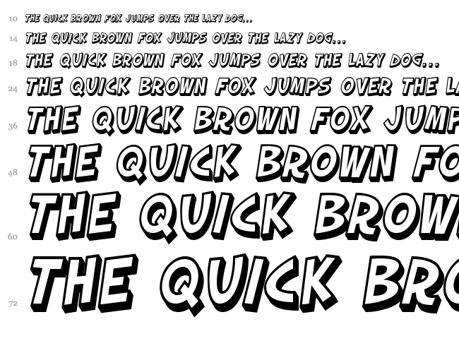 SF Slapstick Comic font waterfall